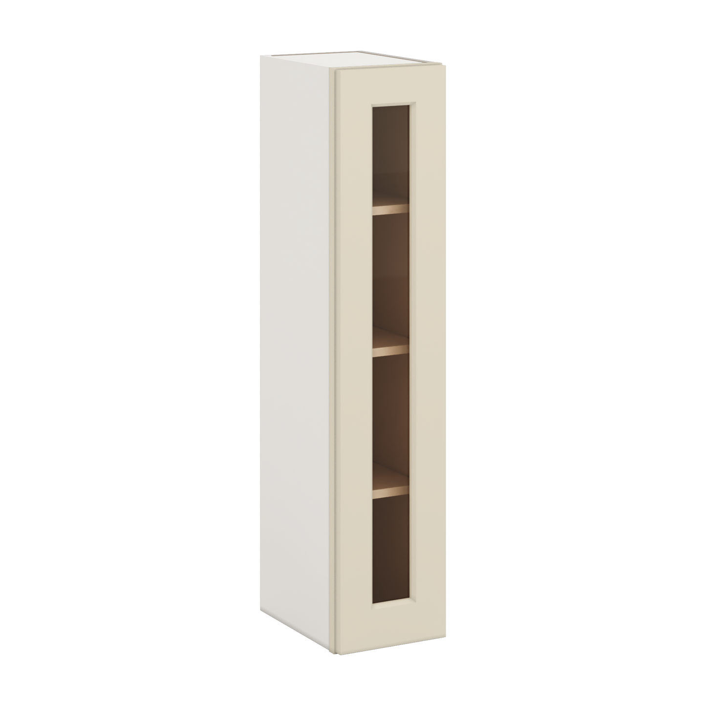 42" Tall Manhattan Cream Shaker 1-1/4" Overlay Glass Ready Wall Cabinet - Single Door 9", 12", 15", 18", 21"