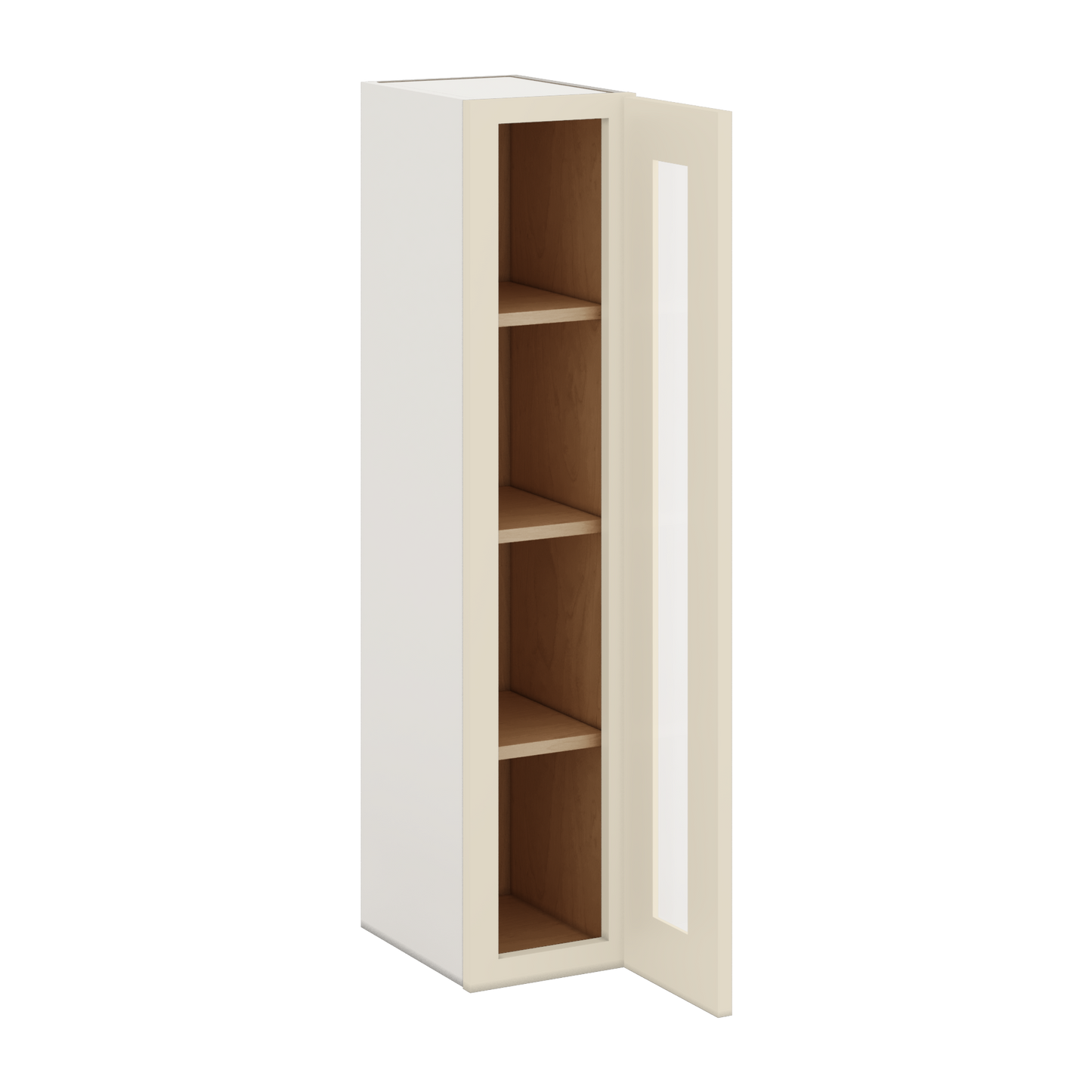 42" Tall Manhattan Cream Shaker 1-1/4" Overlay Glass Ready Wall Cabinet - Single Door 9", 12", 15", 18", 21"