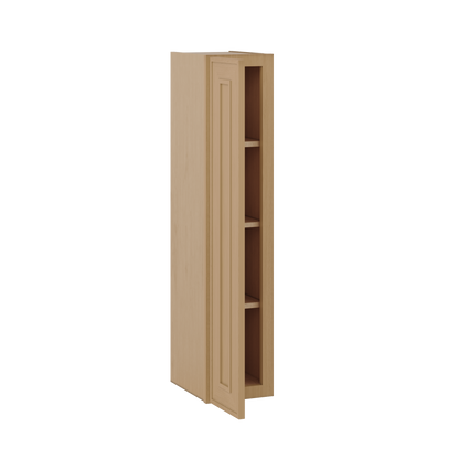 Natural oak elegant craftsman shaker single-door wall 9"–42" rta kitchen cabinet – angle view