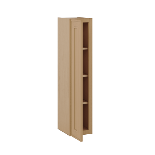 Natural oak elegant craftsman shaker single-door wall 9"–42" rta kitchen cabinet – angle view