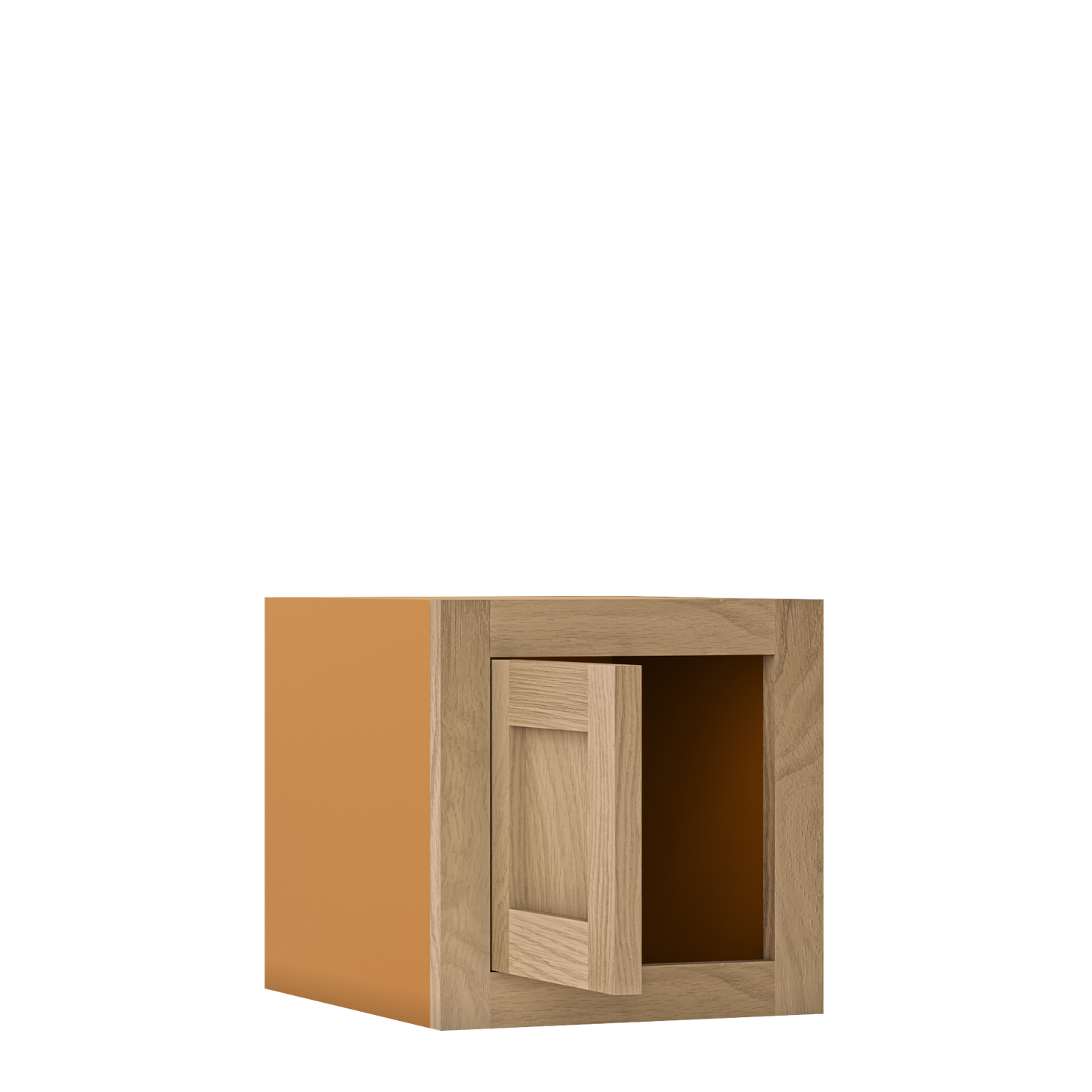 12" Tall Inset Oak Shaker Wall Cabinet - Single Door 9" to 21" Wide - Special Order