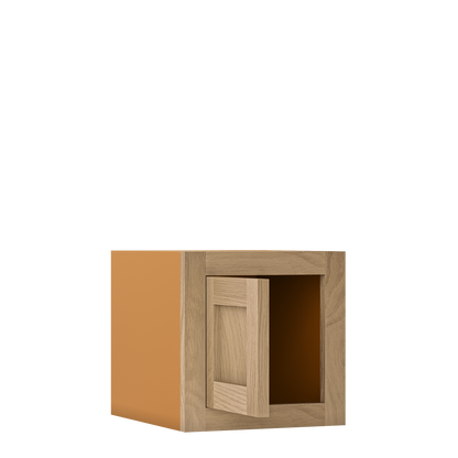 12" Tall Inset Oak Shaker Wall Cabinet - Single Door 9" to 21" Wide - Special Order