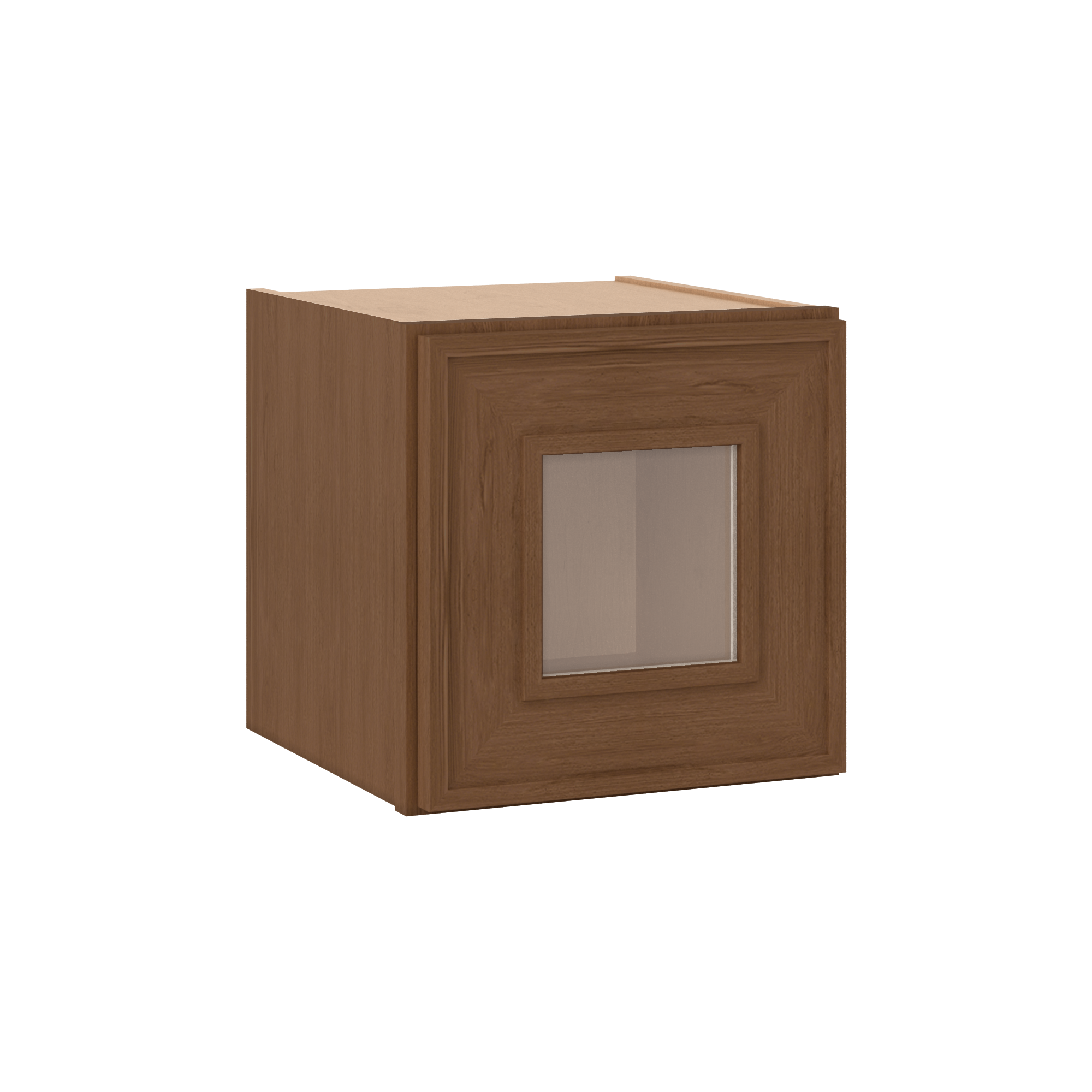12" Tall 12" Deep - 12", 15", 18", 21", 24", 27", 30", 33" & 36" Wide Glass Door Stacker | Wall Mocha Elegant Oak Craftsman Shaker 1-1/4" Overlay Wall Cabinet