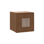 12" Tall 12" Deep - 12", 15", 18", 21", 24", 27", 30", 33" & 36" Wide Glass Door Stacker | Wall Mocha Elegant Oak Craftsman Shaker 1-1/4" Overlay Wall Cabinet