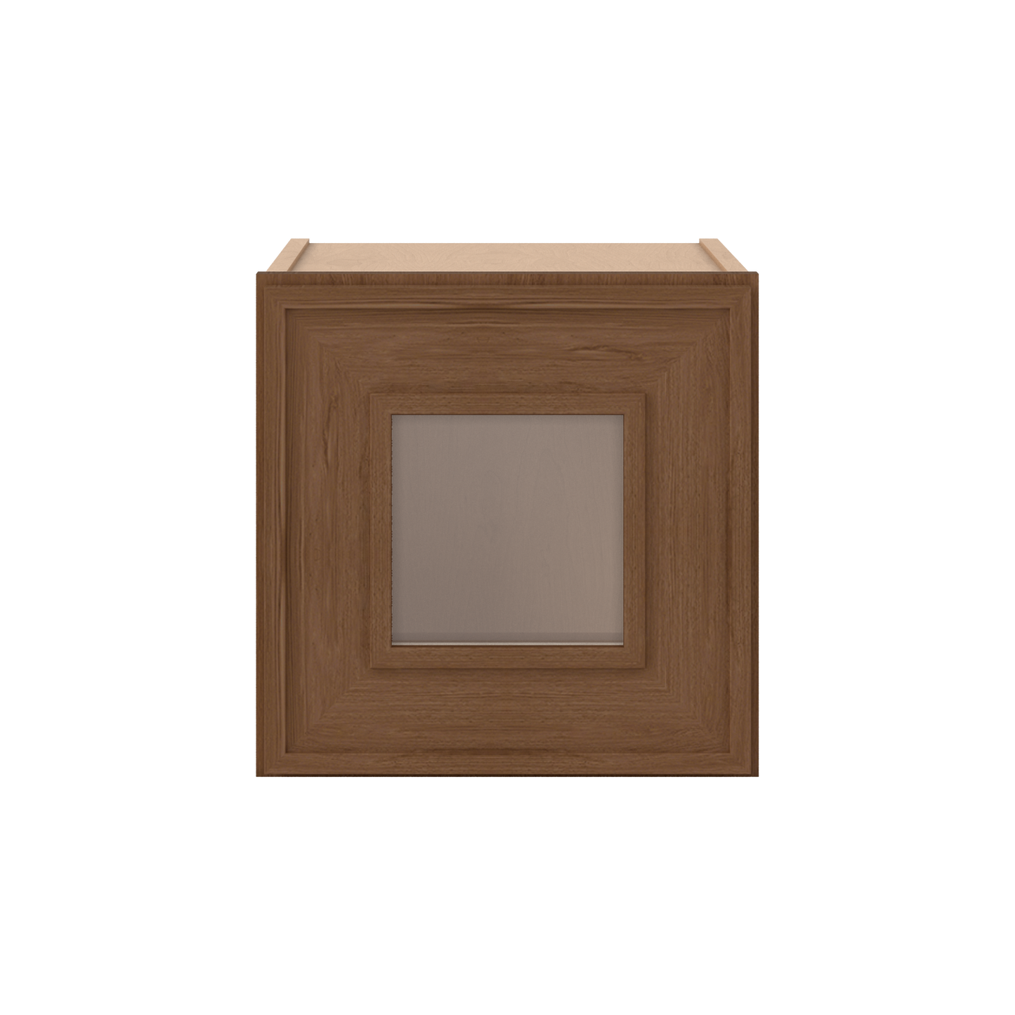 12" Tall 12" Deep - 12", 15", 18", 21", 24", 27", 30", 33" & 36" Wide Glass Door Stacker | Wall Mocha Elegant Oak Craftsman Shaker 1-1/4" Overlay Wall Cabinet