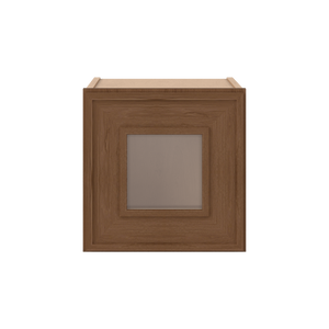 12" Tall 12" Deep - 12", 15", 18", 21", 24", 27", 30", 33" & 36" Wide Glass Door Stacker | Wall Mocha Elegant Oak Craftsman Shaker 1-1/4" Overlay Wall Cabinet