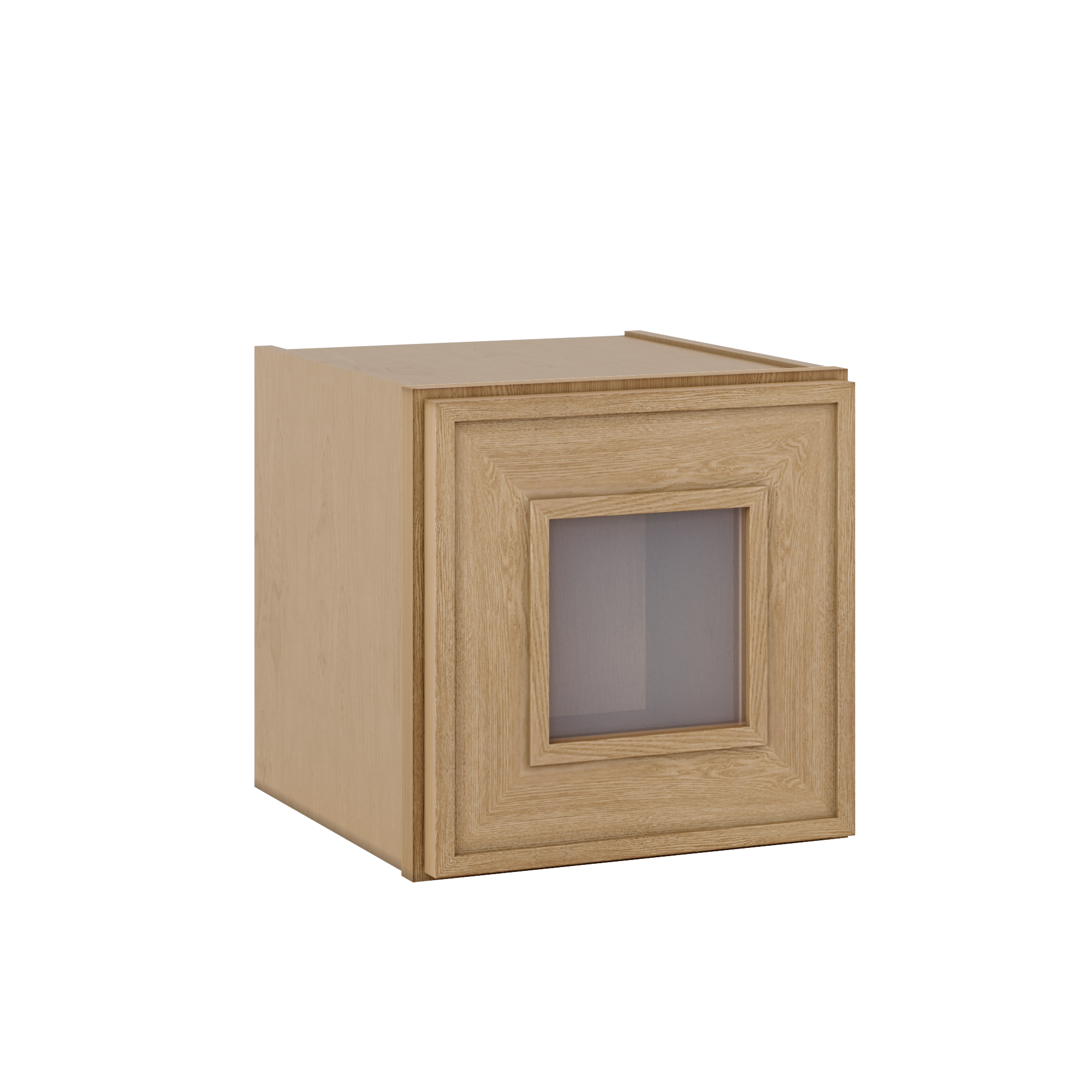 12" Tall 12" Deep Glass Door Stacker | Wall Elegant Oak Craftsman Shaker 1-1/4" Overlay Wall Cabinet -  12", 15", 18", 21", 24", 27", 30", 33" & 36" Wide