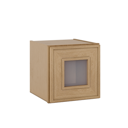 12" Tall 12" Deep Glass Door Stacker | Wall Elegant Oak Craftsman Shaker 1-1/4" Overlay Wall Cabinet -  12", 15", 18", 21", 24", 27", 30", 33" & 36" Wide