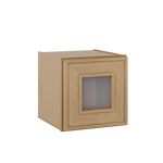12" Tall 12" Deep Glass Door Stacker | Wall Elegant Oak Craftsman Shaker 1-1/4" Overlay Wall Cabinet -  12", 15", 18", 21", 24", 27", 30", 33" & 36" Wide