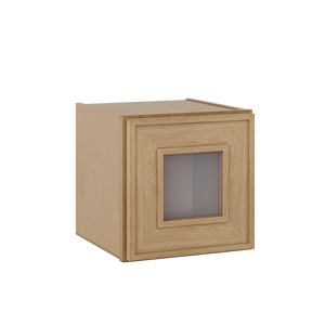 12" Tall 12" Deep Glass Door Stacker | Wall Elegant Oak Craftsman Shaker 1-1/4" Overlay Wall Cabinet -  12", 15", 18", 21", 24", 27", 30", 33" & 36" Wide