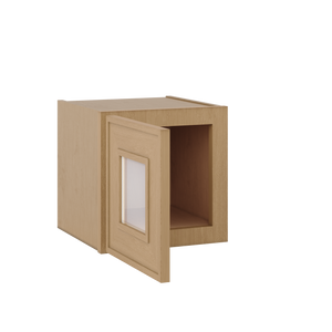 12" Tall 12" Deep Glass Door Stacker | Wall Elegant Oak Craftsman Shaker 1-1/4" Overlay Wall Cabinet -  12", 15", 18", 21", 24", 27", 30", 33" & 36" Wide