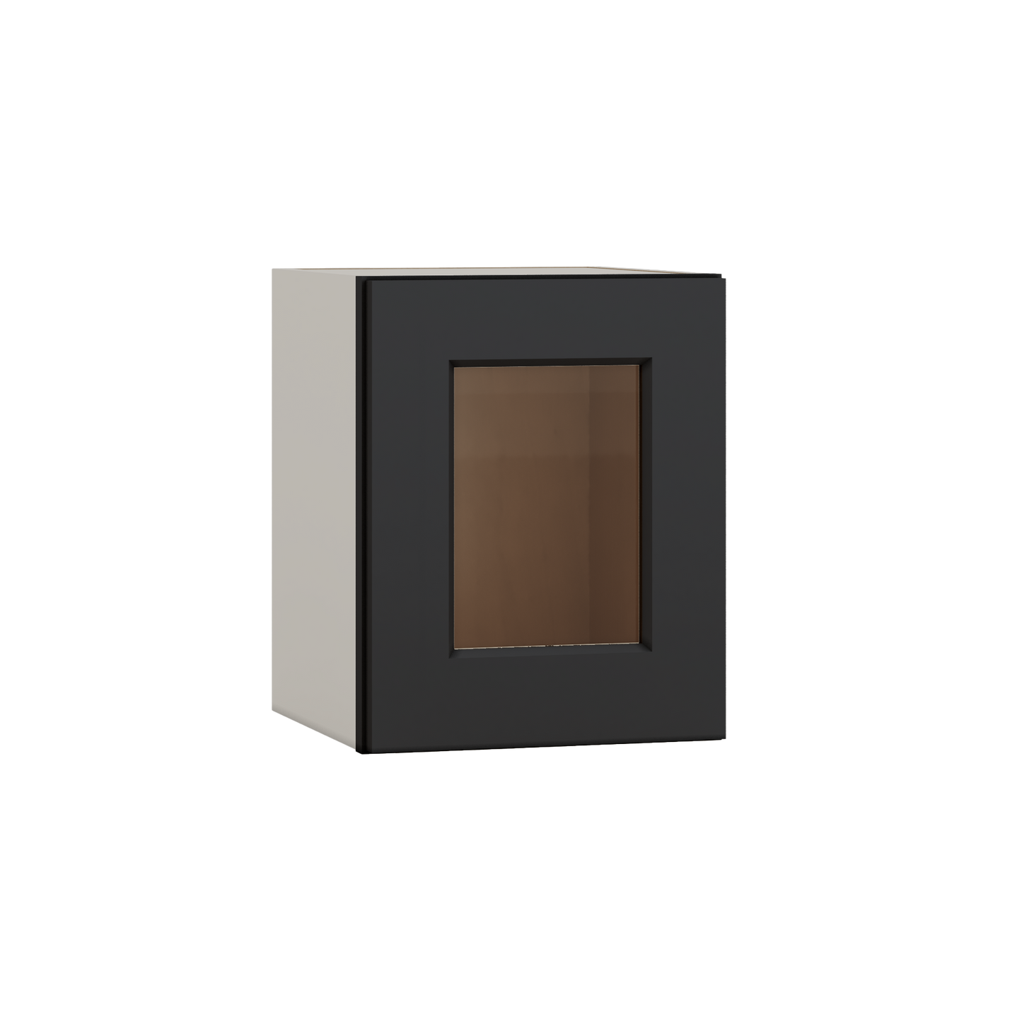 15" Tall 15HNS Hermosa Noir Black Shaker Stackable Glass Ready Wall Cabinet - Single Door 9", 12", 15", 18" & 21" Wide