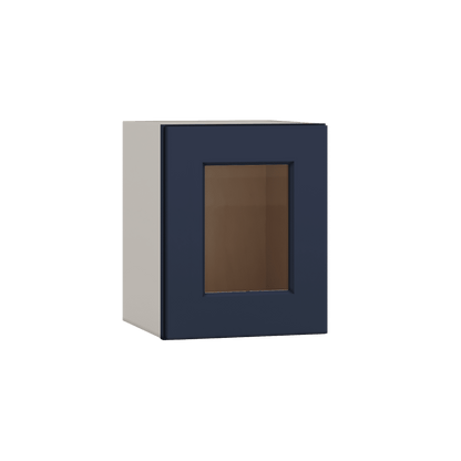 15" Tall NB29-Naval Blue Shaker Stackable Glass Ready Wall Cabinet - Single Door 9", 12", 15", 18" & 21" Wide