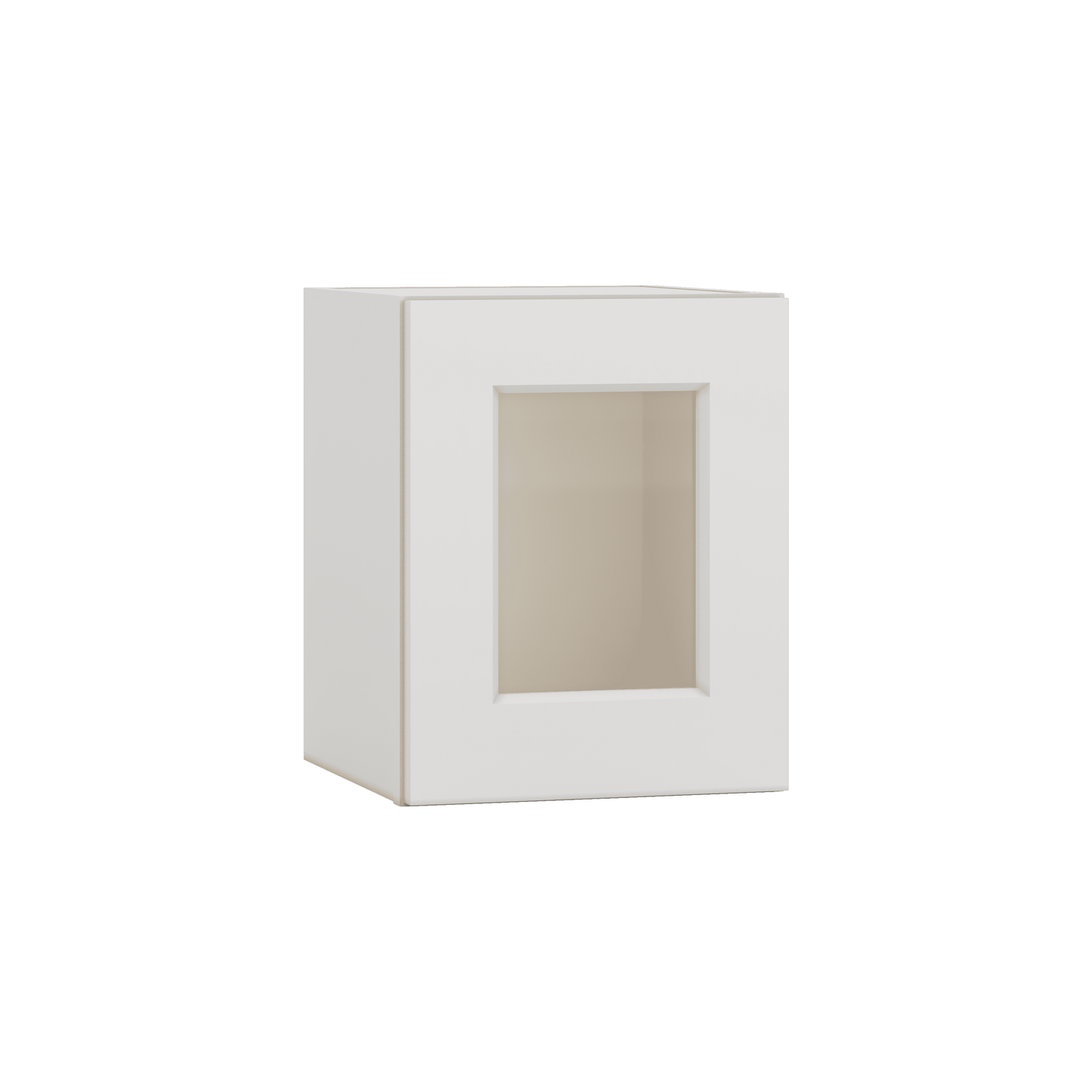15" Tall 2WS White Shaker Stackable Glass Ready Wall Cabinet - Single Door 9", 12", 15", 18" & 21" Wide