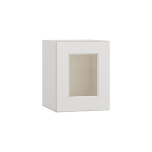 15" Tall 2WS White Shaker Stackable Glass Ready Wall Cabinet - Single Door 9", 12", 15", 18" & 21" Wide
