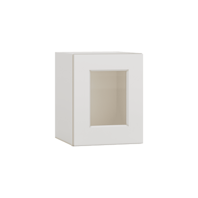 15" Tall 2WS White Shaker Stackable Glass Ready Wall Cabinet - Single Door 9", 12", 15", 18" & 21" Wide