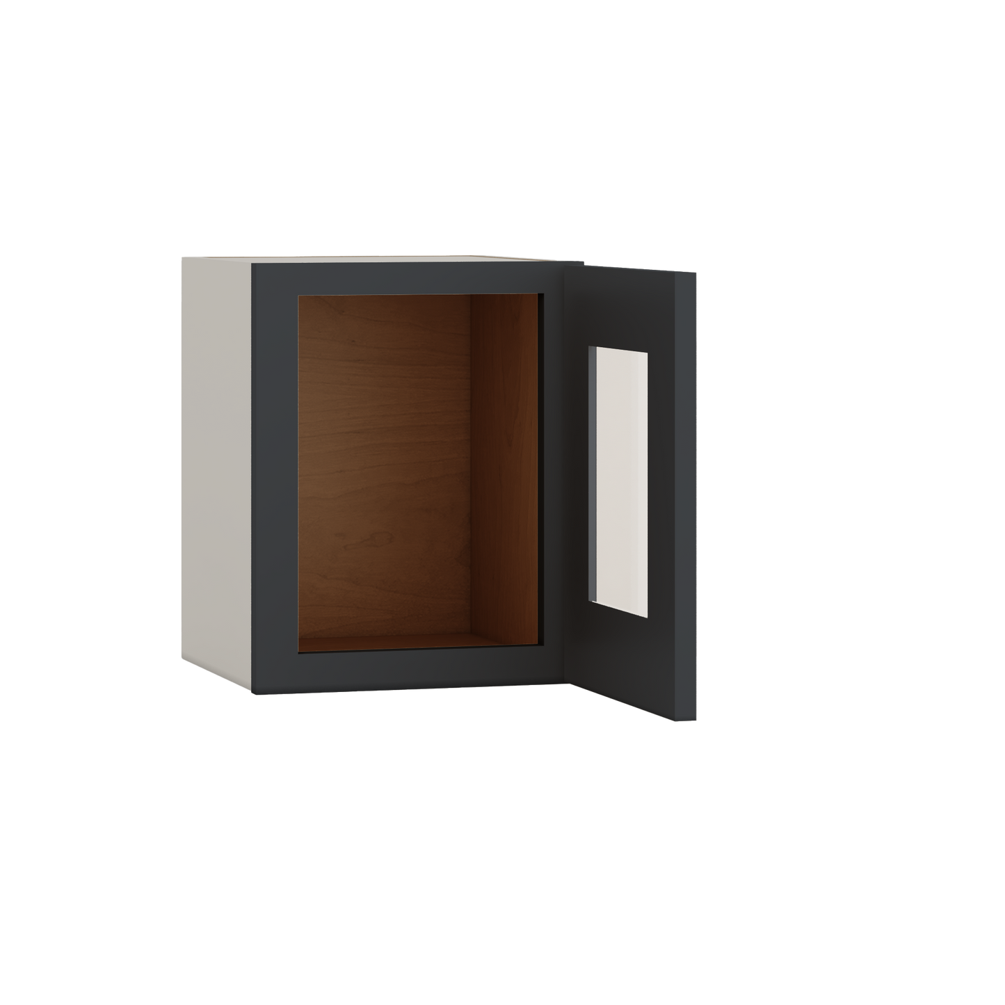 15" Tall 15HNS Hermosa Noir Black Shaker Stackable Glass Ready Wall Cabinet - Single Door 9", 12", 15", 18" & 21" Wide