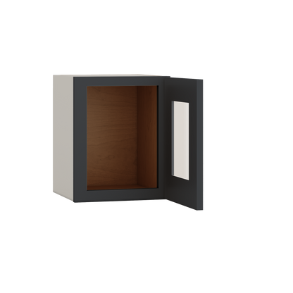 15" Tall 15HNS Hermosa Noir Black Shaker Stackable Glass Ready Wall Cabinet - Single Door 9", 12", 15", 18" & 21" Wide