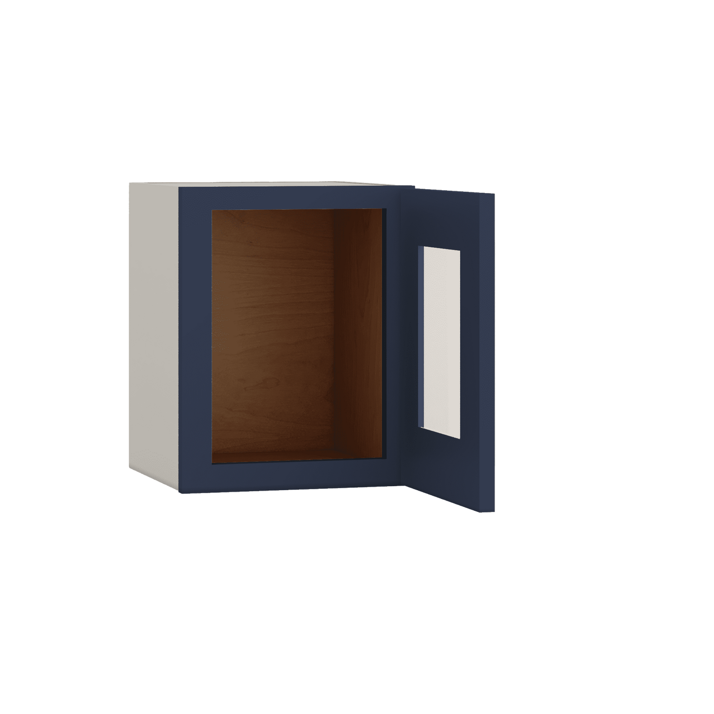 15" Tall NB29-Naval Blue Shaker Stackable Glass Ready Wall Cabinet - Single Door 9", 12", 15", 18" & 21" Wide