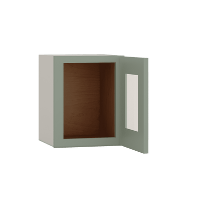 15" Tall Green Shaker Stackable Glass Ready Wall Cabinet - Single Door 9", 12", 15", 18" & 21" Wide