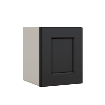 15" Tall 15HNS Hermosa Noir Black Shaker Stackable Wall Cabinet - Single Door 9", 12", 15", 18" & 21" Wide