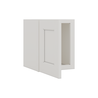 15" Tall 2WS White Shaker Stackable Wall Cabinet - Single Door 9", 12", 15", 18" & 21" Wide