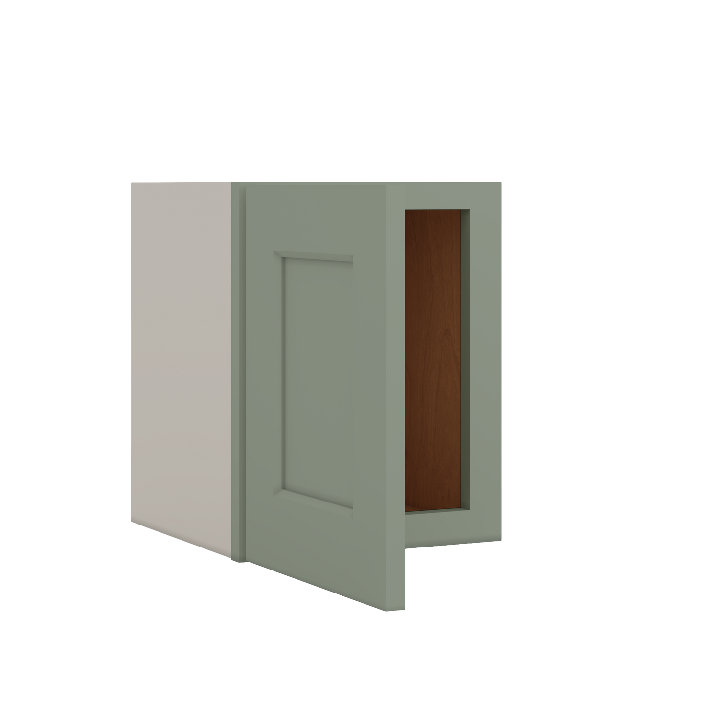 Stackable Wall Cabinet - Single Door 9", 12", 15", 18" & 21" Wide Green Shaker