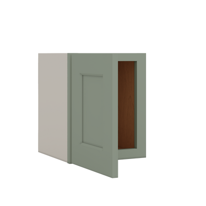 Stackable Wall Cabinet - Single Door 9", 12", 15", 18" & 21" Wide Green Shaker