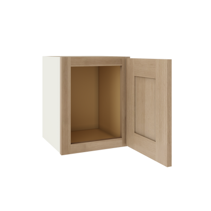 15" Tall x 12" Deep Stacker /  Upper Natural Color 17ROS - Redondo White Oak Shaker 1-1/4" Overlay Wall Cabinet