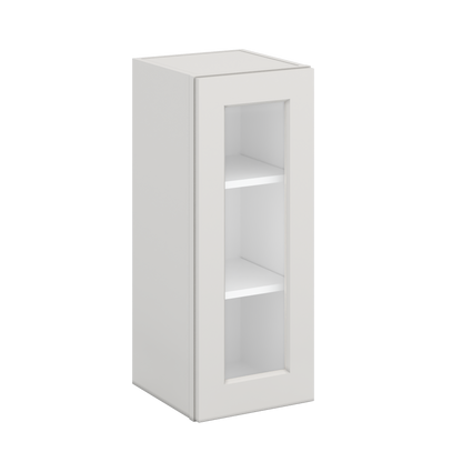 30" Tall 2WS White Shaker 1-1/4" Overlay  Glass Ready Wall Cabinet - Single Door 9", 12", 15", 18", 21" WIde
