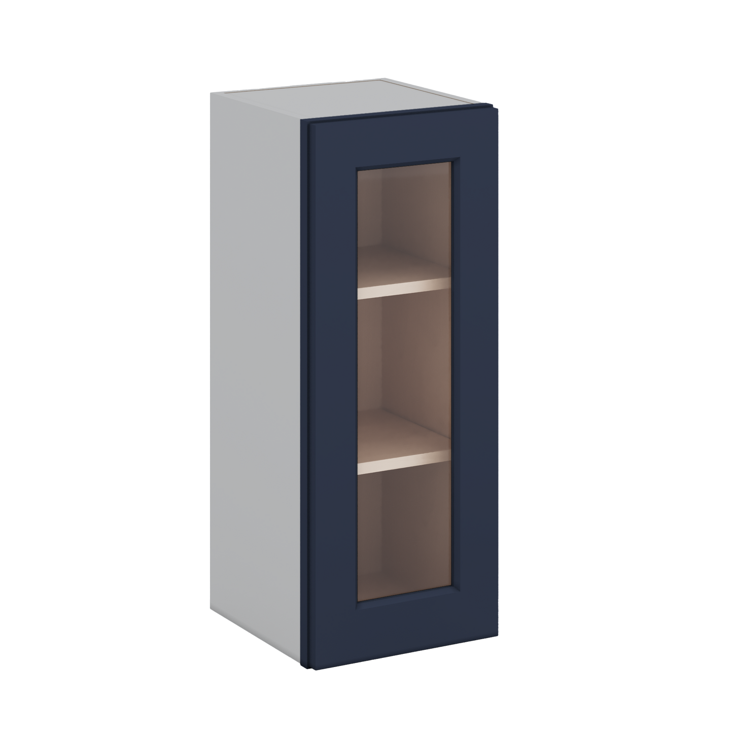 30" Tall NB29-Naval Blue Shaker 1-1/4" Overlay Glass Ready Wall Cabinet - Single Door 9", 12", 15", 18", 21" WIde
