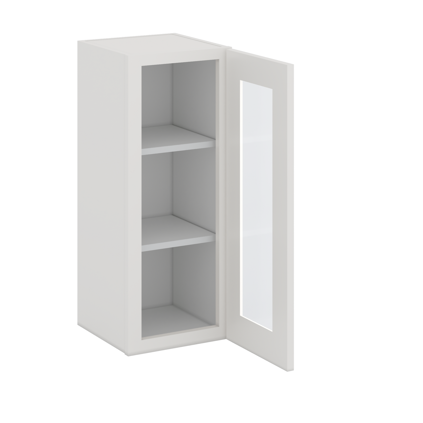 30" Tall 2WS White Shaker 1-1/4" Overlay  Glass Ready Wall Cabinet - Single Door 9", 12", 15", 18", 21" WIde
