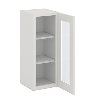30" Tall 2WS White Shaker 1-1/4" Overlay  Glass Ready Wall Cabinet - Single Door 9", 12", 15", 18", 21" WIde