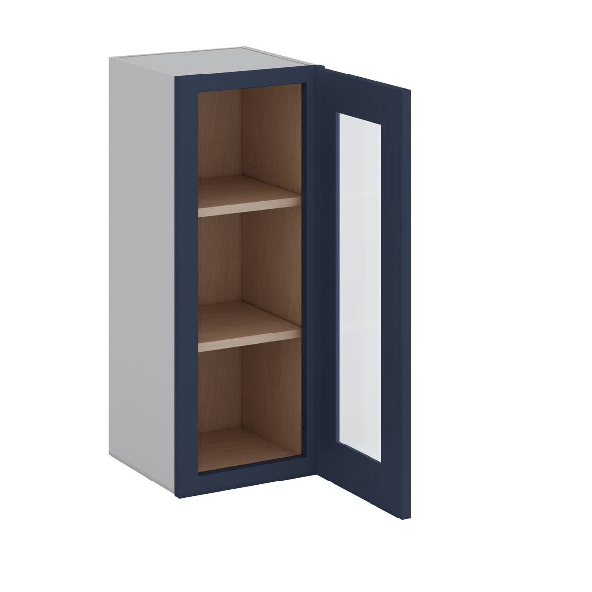 30" Tall NB29-Naval Blue Shaker 1-1/4" Overlay Glass Ready Wall Cabinet - Single Door 9", 12", 15", 18", 21" WIde