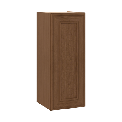 30" Tall Single Door 9", 12", 15", 18" & 21" Wall Cabinet Elegant Craftsman Mocha Shaker 1-1/4" Overlay Shaker