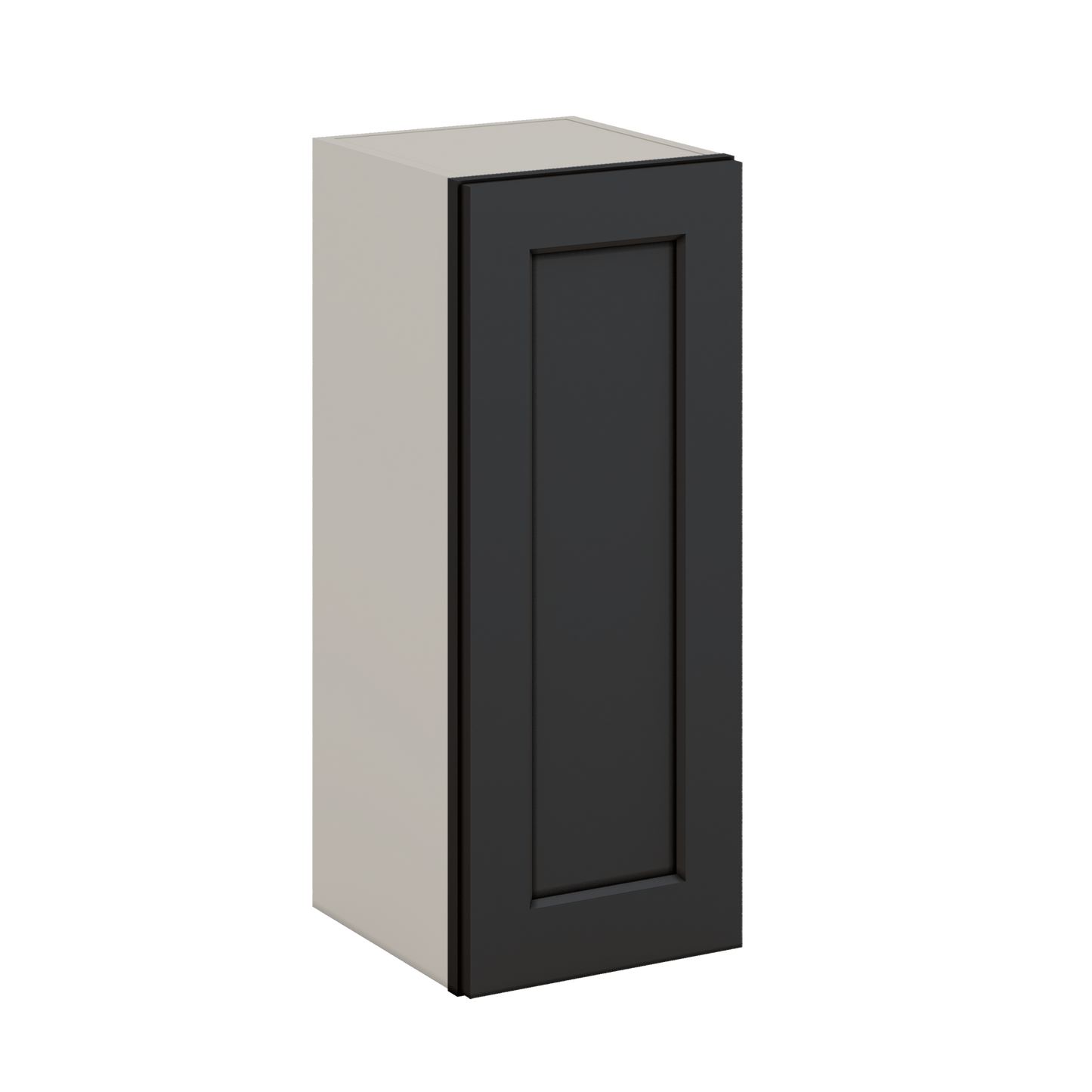 30" Tall 15HNS Hermosa Noir Black Shaker 1-1/4" Overlay Wall Cabinet - Single Door 9", 12", 15", 18", 21" WIde