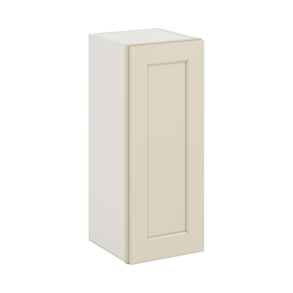 30" Tall Manhattan Cream Shaker 1-1/4" Overlay Wall Cabinet - Single Door 9", 12", 15", 18", 21" WIde