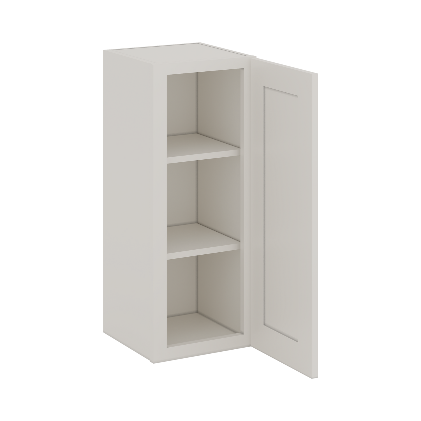 30" Tall 2WS White Shaker 1-1/4" Overlay Wall Cabinet - Single Door 9", 12", 15", 18", 21" WIde