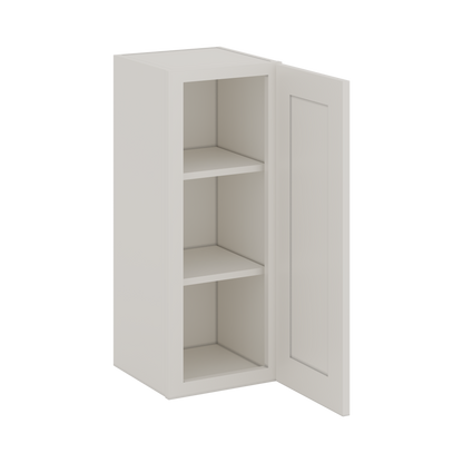 30" Tall 2WS White Shaker 1-1/4" Overlay Wall Cabinet - Single Door 9", 12", 15", 18", 21" WIde