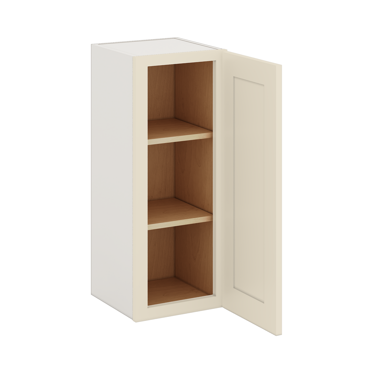 30" Tall Manhattan Cream Shaker 1-1/4" Overlay Wall Cabinet - Single Door 9", 12", 15", 18", 21" WIde