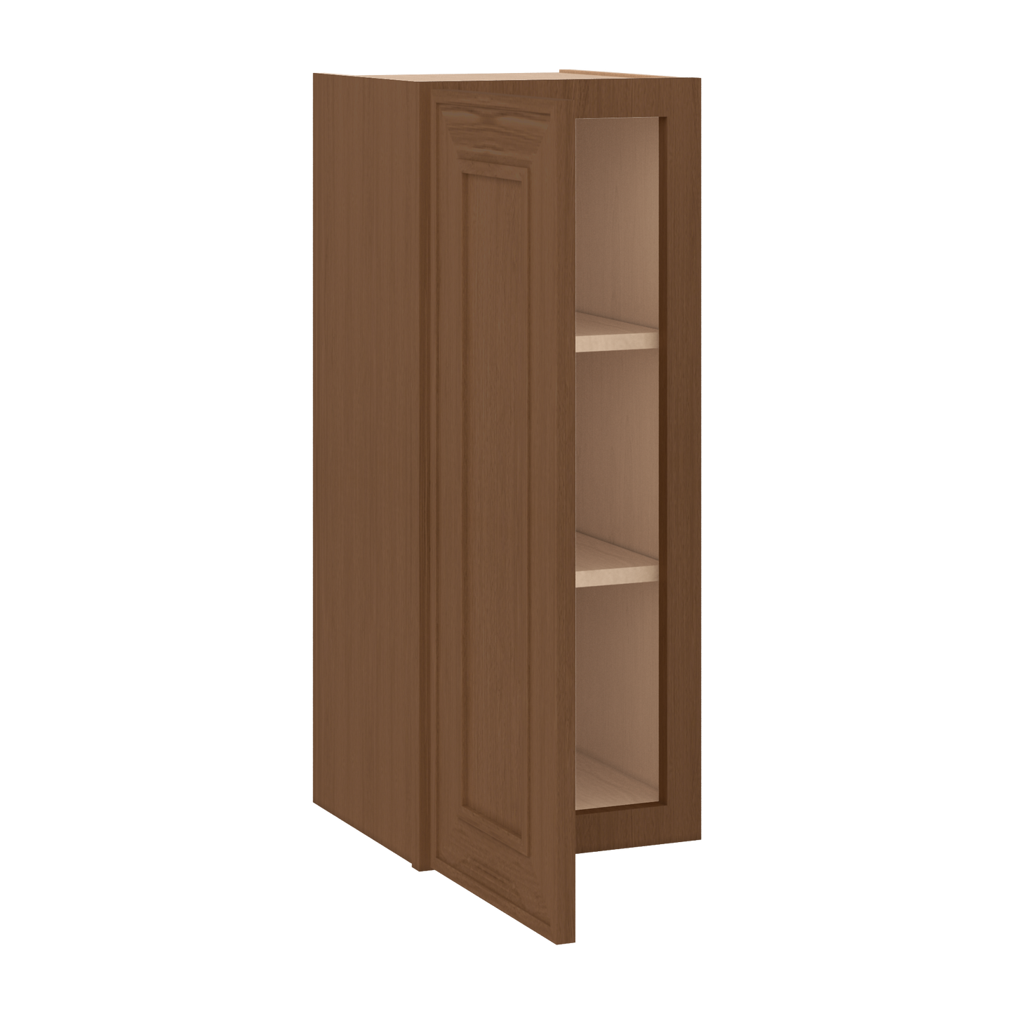 30" Tall Single Door 9", 12", 15", 18" & 21" Wall Cabinet Elegant Craftsman Mocha Shaker 1-1/4" Overlay Shaker