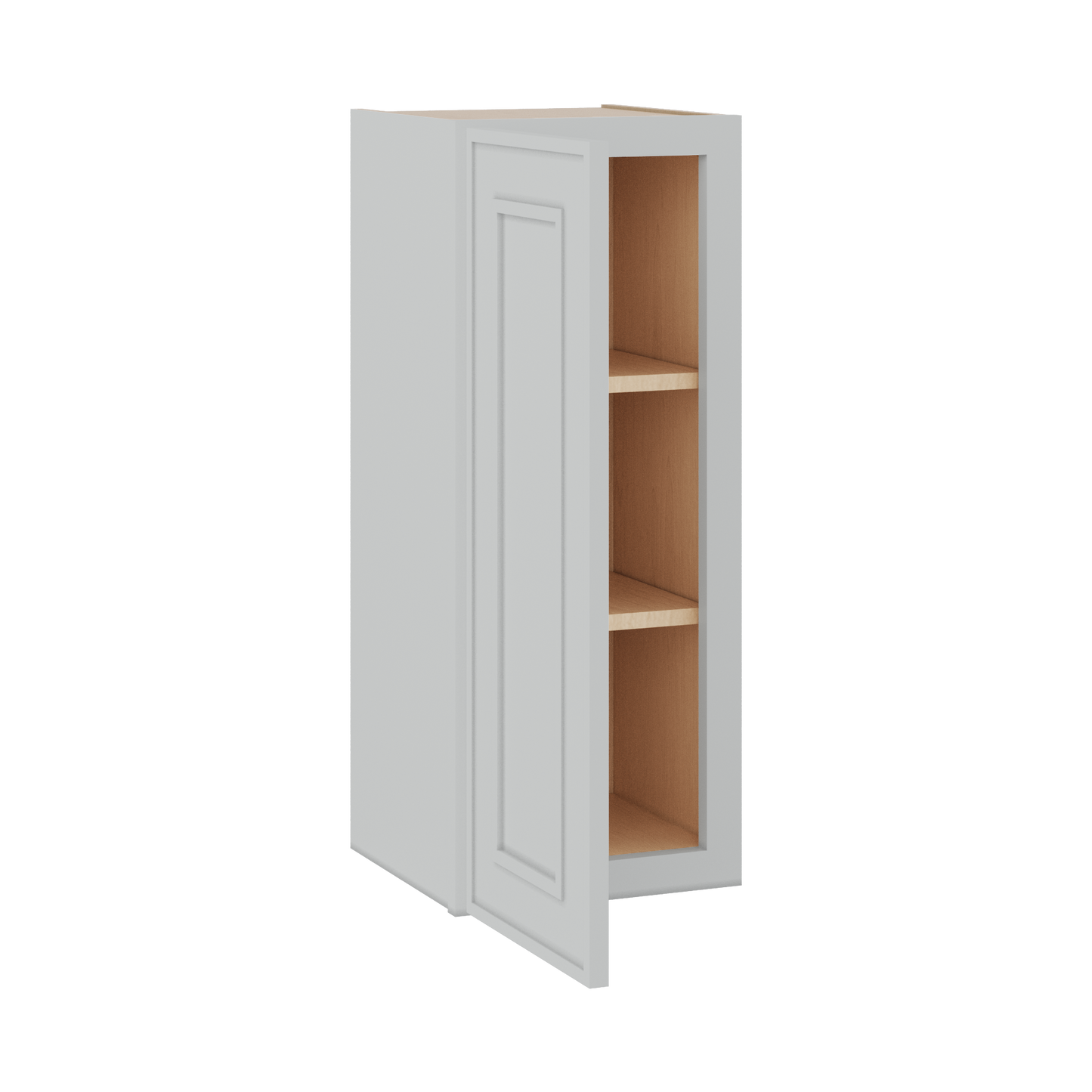 30" Tall Single Door 9", 12", 15", 18" & 21" Wall Cabinet White Elegant Oak Craftsman Shaker 1-1/4" Overlay Shaker