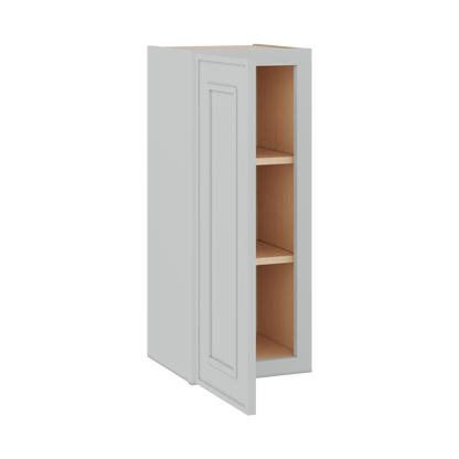 30" Tall Single Door 9", 12", 15", 18" & 21" Wall Cabinet White Elegant Oak Craftsman Shaker 1-1/4" Overlay Shaker