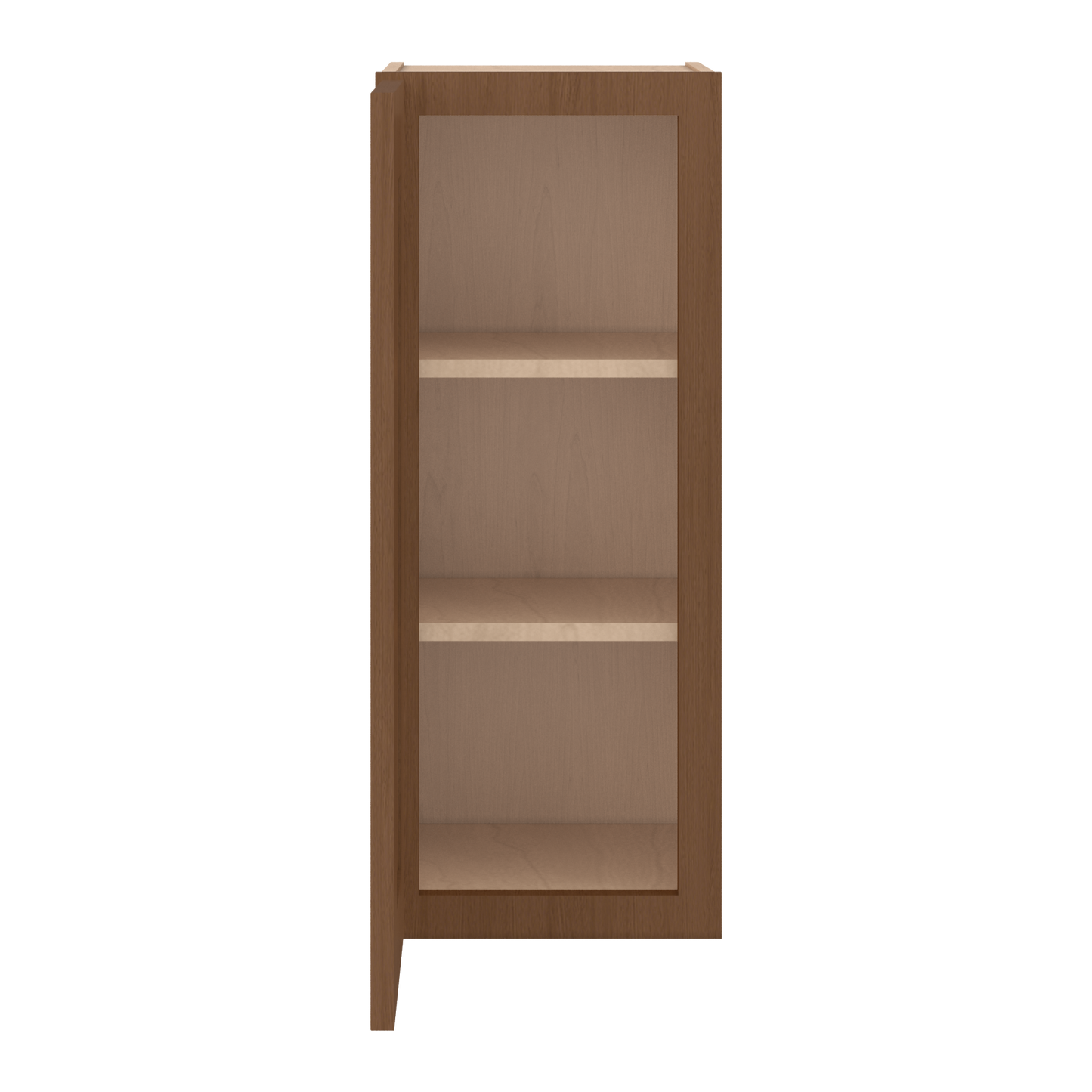 30" Tall Single Door 9", 12", 15", 18" & 21" Wall Cabinet Elegant Craftsman Mocha Shaker 1-1/4" Overlay Shaker