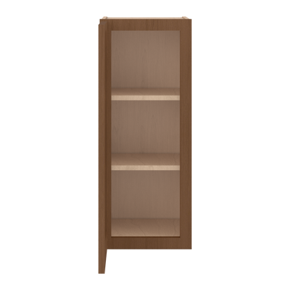 30" Tall Single Door 9", 12", 15", 18" & 21" Wall Cabinet Elegant Craftsman Mocha Shaker 1-1/4" Overlay Shaker