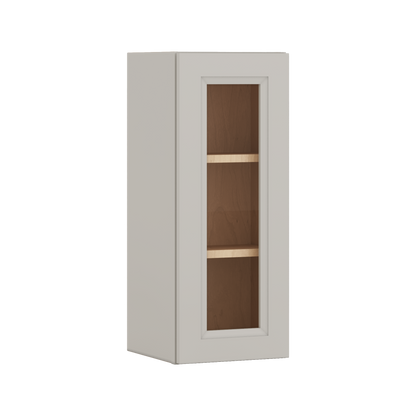 30" Tall 27LGDS Laguna Gray Double Shaker Glass Ready Wall Cabinet - Single Door 9", 12", 15", 18", 21" WIde