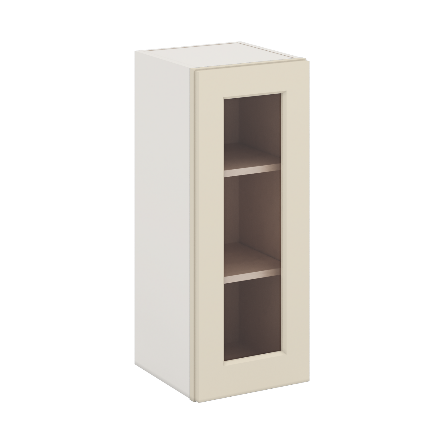 30" Tall Manhattan Cream Shaker 1-1/4" Overlay Glass Ready Wall Cabinet - Single Door 9", 12", 15", 18", 21" WIde