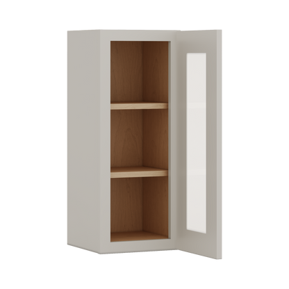 30" Tall 27LGDS Laguna Gray Double Shaker Glass Ready Wall Cabinet - Single Door 9", 12", 15", 18", 21" WIde