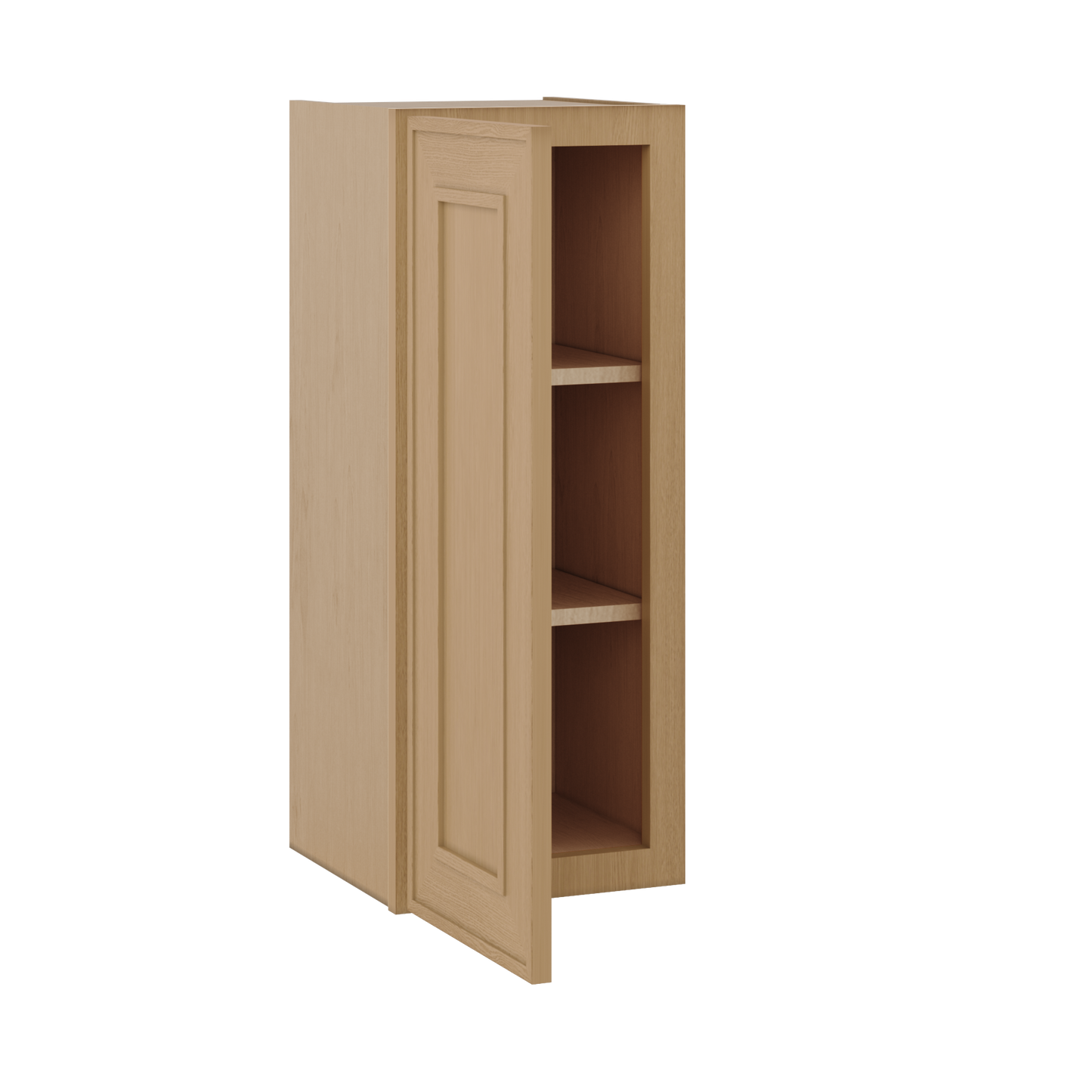 30" Tall Single Door 9", 12", 15", 18" & 21" Wall Cabinet Elegant Oak Craftsman Shaker 1-1/4" Overlay Shaker