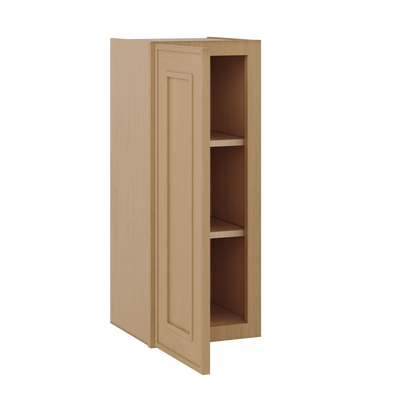 30" Tall Single Door 9", 12", 15", 18" & 21" Wall Cabinet Elegant Oak Craftsman Shaker 1-1/4" Overlay Shaker